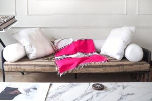 pink sofa throw