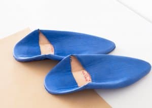 blue moroccan babouche slippers