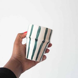 striped ceramic cup