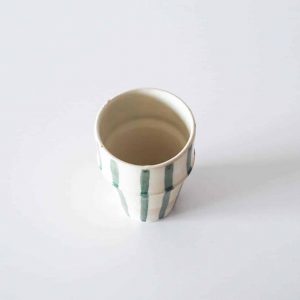 cream teal stripe cup