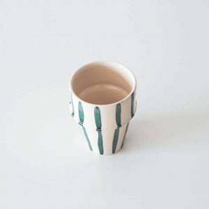 teal striped cup