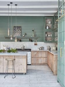 dusty turquoise kitchen