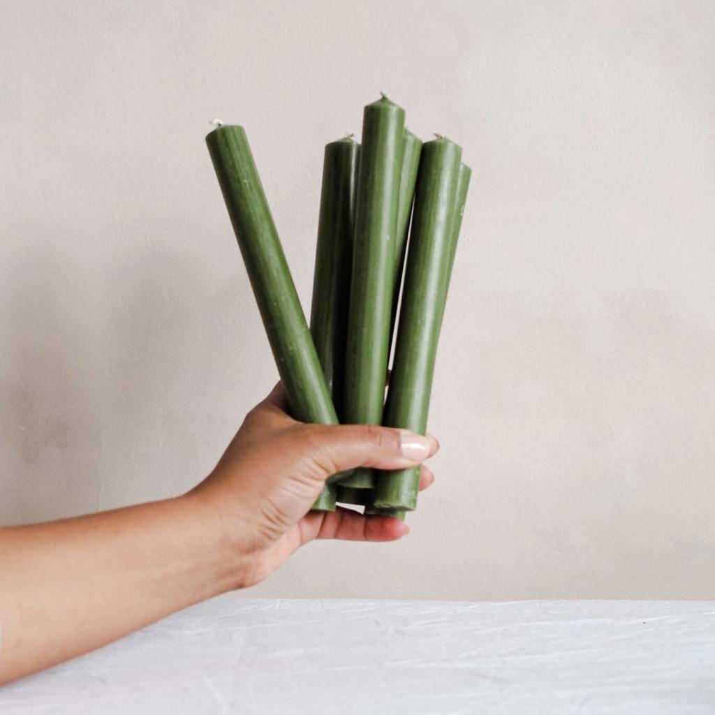 Box of 6 Olive Green Dinner Candles St Eval We Are Nomads
