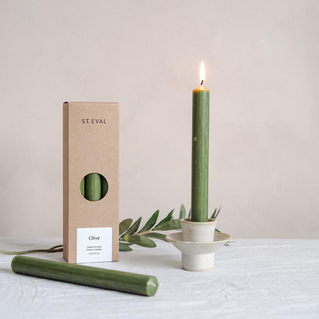 Box of 6 Olive Green Dinner Candles St Eval We Are Nomads