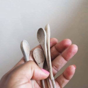small wooden spoons for salts and spices