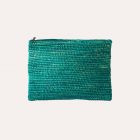 Teal green woven clutch bag, woven from natural fibres in Morocco