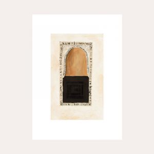a painting of a balcony in the madrasa school in marrakech