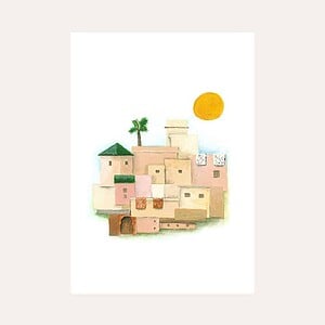 a painting of the medina in marrakech