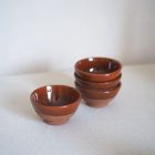 Small brown ceramic pinch bowl for salt and pepper. Can also be used for spices
