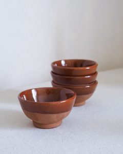 Small brown ceramic pinch bowl