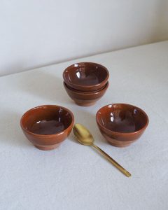 Small brown ceramic pinch bowl